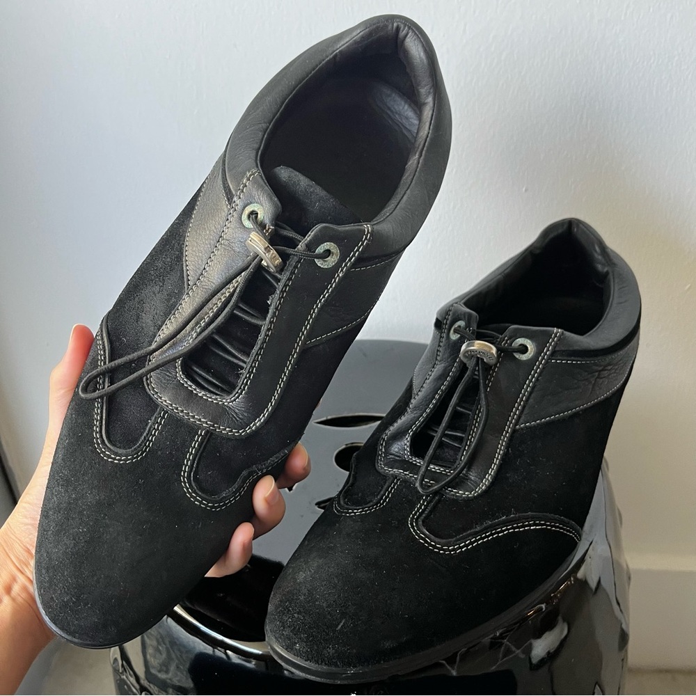 SERGIO ROSSI MEN 8.5 SUEDE LOW TOP SNEAKERS LEATHER SHOES LUXURY BUSINESS CASUAL